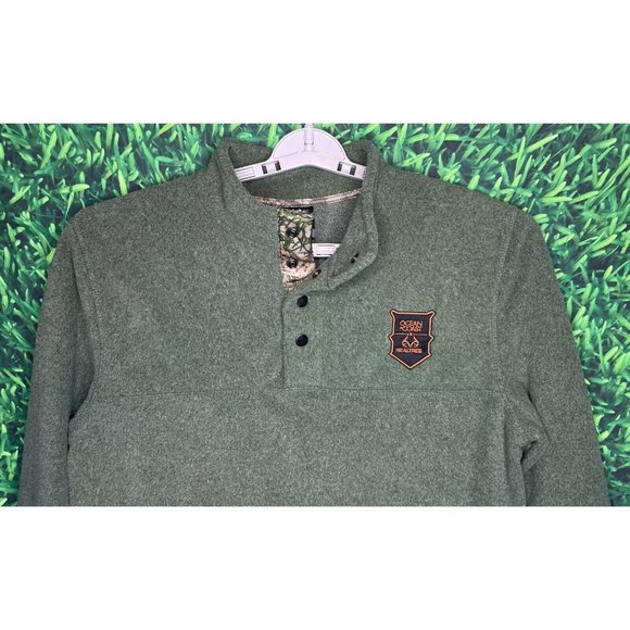 Ocean + Coast Realtree Fleece Long Sleeve Men's Large Green Camo Pullover Button - Picture 2 of 4